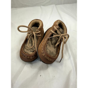 Double Barrel Boys Kids Shoes Digital Camo Moccasin Beige Tie Shoes Sz 4